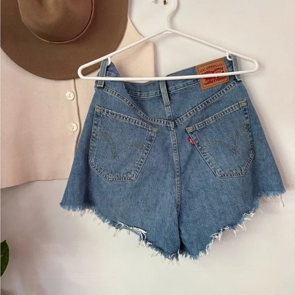 Levi's Ripped Blue Jean Shorts - Picture 2 of 3